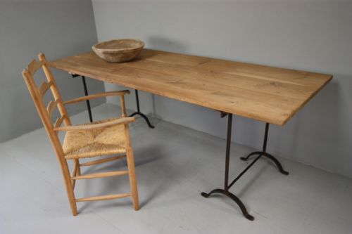 fig 1. 19th Century Antique Trestle Dining Table.
