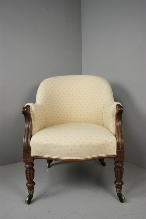 fig 1. Gillows Upholstered Antique Mahogany Armchair.