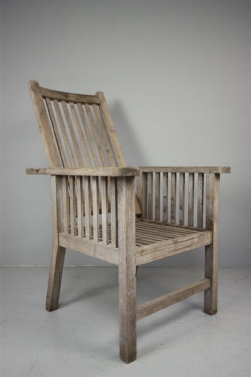 Antique Teak Garden Armchair from Hms Lion.
