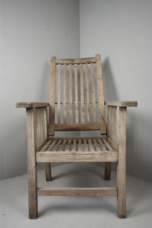 fig 1.  Antique Teak Garden Armchair from HMS Lion.