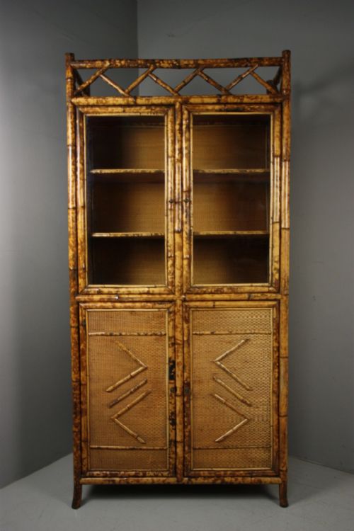 19th Century Antique Bamboo Four Door Cupboard.