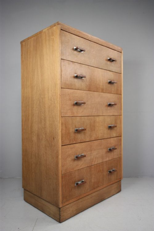 Tall 1920'S Oak Chest of Drawers by Bowman Brothers