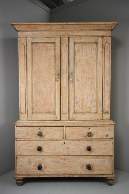 English Antique Painted Pine Housemaids Cupboard