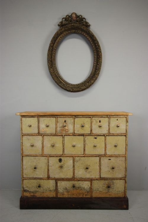 Georgian English Bank of Drawers in Period Paint