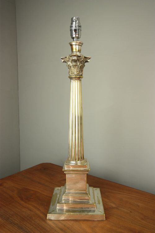19th Century English Antique Silver Plated Tall Lamp.