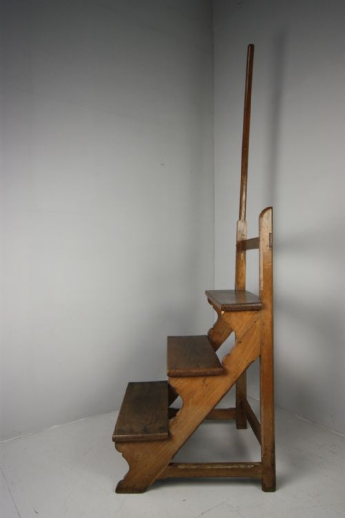 fig 1. 19th Century Antique Walnut Library Steps.