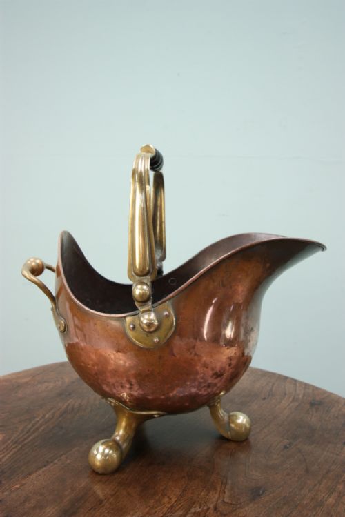 English Antique Copper Coal Scuttle.
