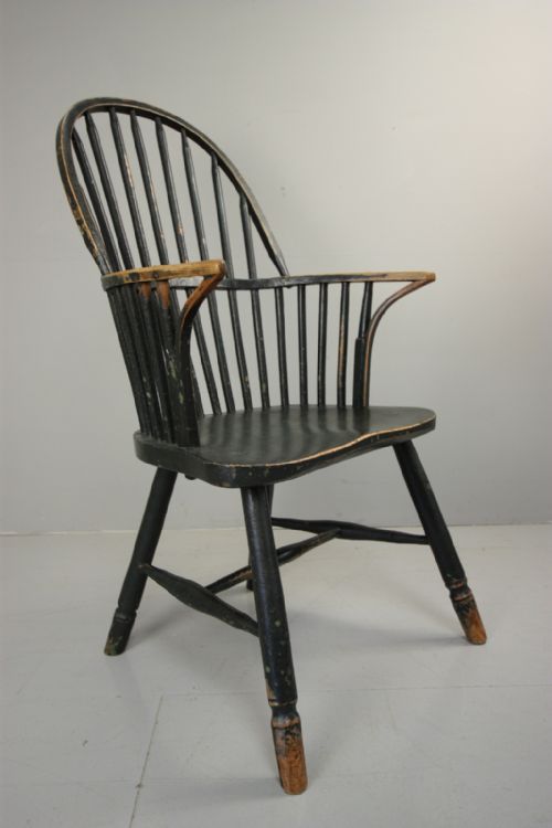 19th Century Antique Elm Windsor Chair in Paint.