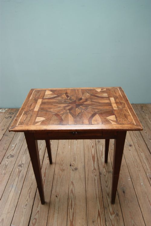 19th Century Antique Marquetry Top Side Table.