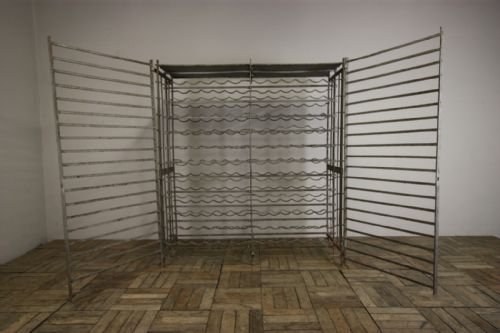 Large Antique Iron Wine Rack with Doors.