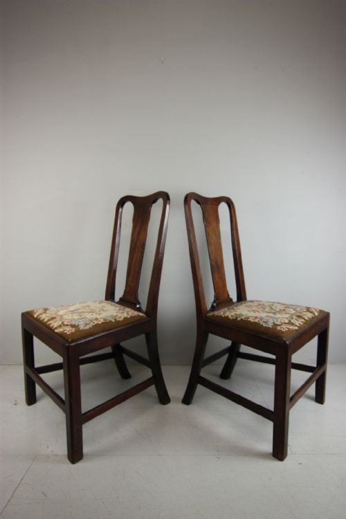 Pair of English 18th Century Antique Walnut Chairs.