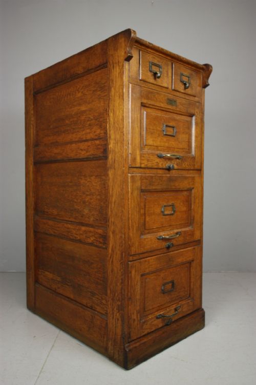 Edwardian Antique Oak Filing Cabinet.