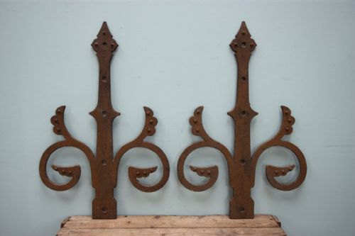 Pair of Large Antique Cast Iron Door Hinge Covers.