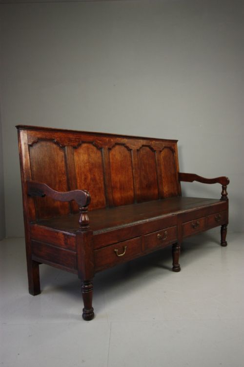 Georgian Antique Oak Settle - Unusual Model.