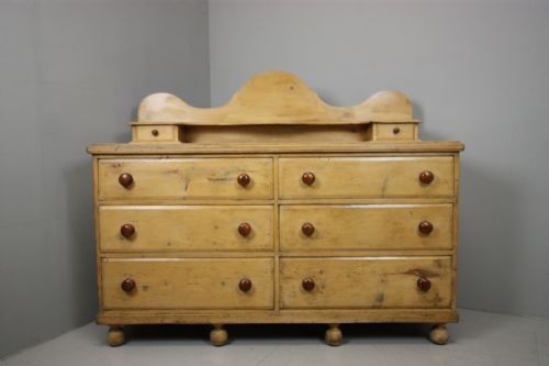 19th Century Antique Pine Dresser in Original Cream Paint.