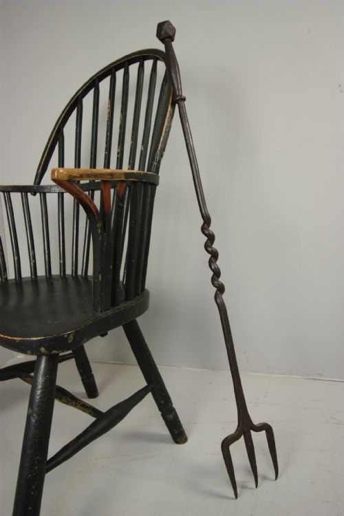 Large 19th Century English Antique Iron Fire Fork.