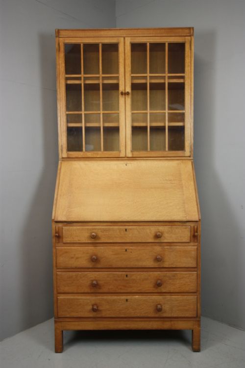 Antique Oak Bureau Bookcase by Heals of London.