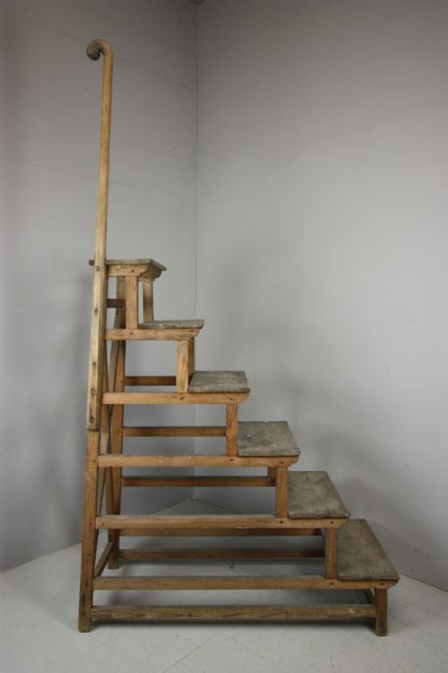 English 19th Century Antique Pine Library Steps.