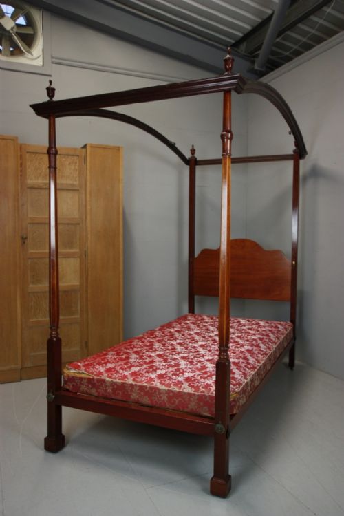 Rare 1920'S Mahogany Four Poster Single Bed by Heals.