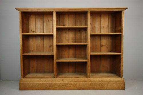 19th Century English Antique Oak Open Bookcase.