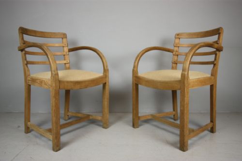Pair of 1930'S Heals Oak Armchairs.