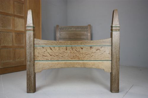 1930'S Heals Gothic Oak Single Bed.
