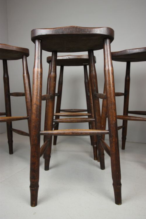 Great Set of Four Tall 1930'S Laboratory Stools.