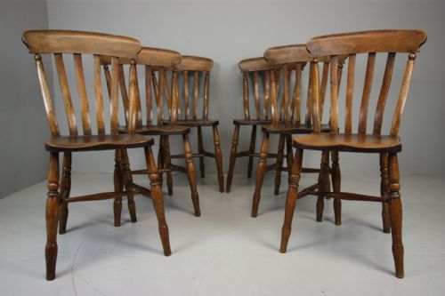True Set of Six English Antique Dining Chairs.