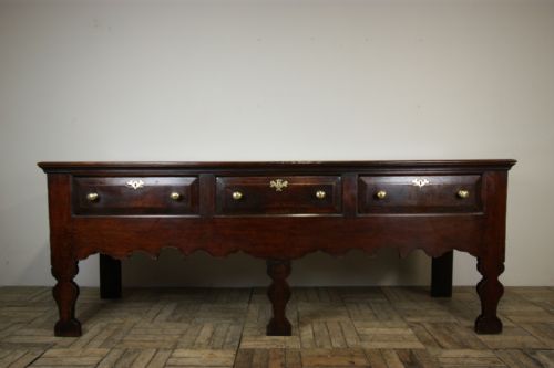 English 18th Century Antique Oak Silhouette Dresser.