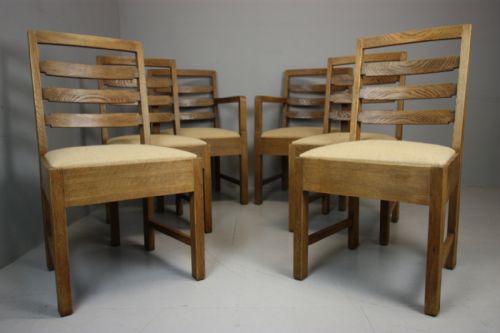 Set of Six 1920'S Oak Dining Chairs by Pe Gane.