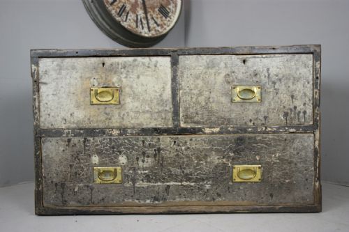 Original Painted Pine Antique Campaign Chest.