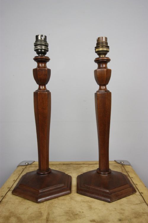 Pair of 1920'S Heals Walnut Table Lamps