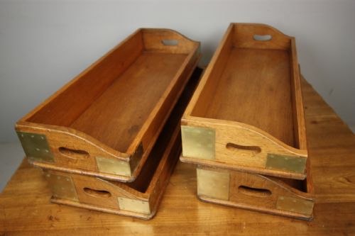 Pair of 19th Century Antique Oak Book Trays.