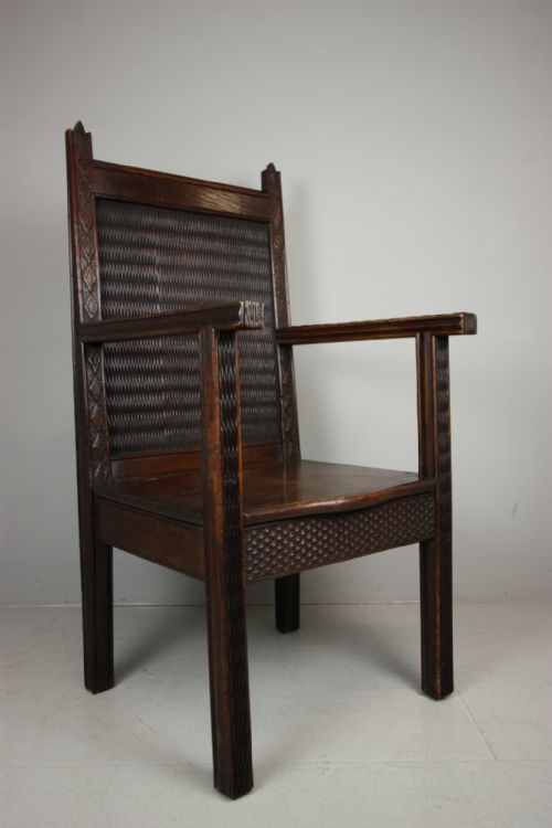 Unusual Welsh Country Antique Oak Armchair.