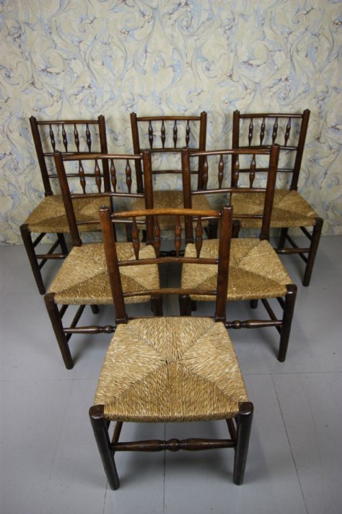A True Set of Six Antique Yorkshire Dales Dining Chairs.
