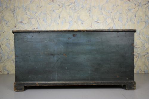 Antique Pine Bedding Box in Original Blue Paint.