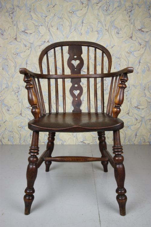 19th Century Antique Windsor Chair with Hearts.