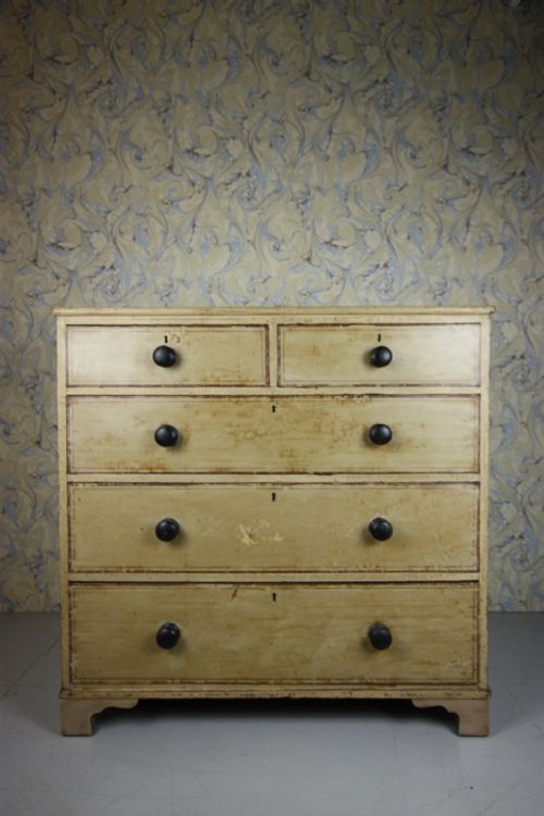 English Antique Pine Chest in Original Paint.