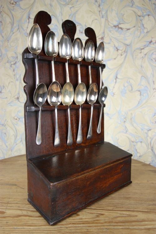 Georgian Antique Oak Spoon Rack.