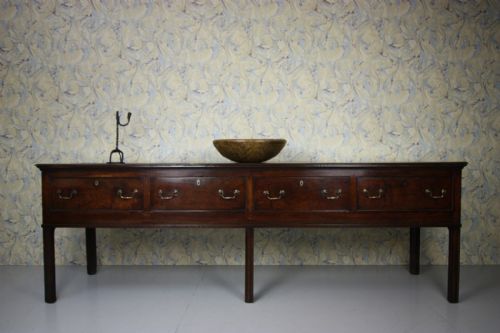 Long 18th Century English Antique Oak Dresser.