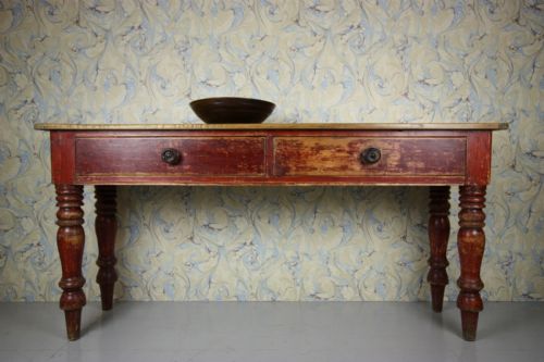 English Antique Serving Table in Original Paint.