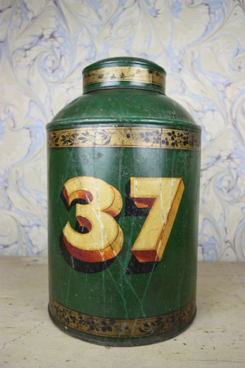 Large 19th Century Antique Tea Cannister in Original Paint.