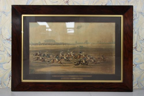 Set of 4 English Antique Rosewood Frames : Racing Prints.