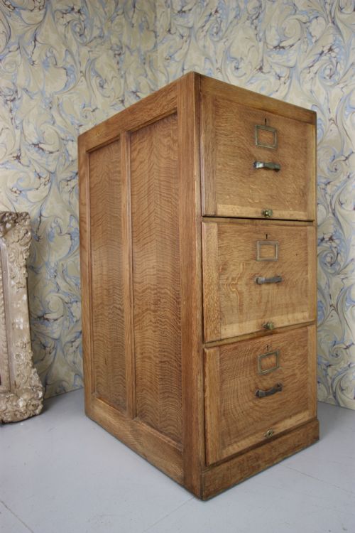 Edwardian English Antique Oak Filing Cabinet.