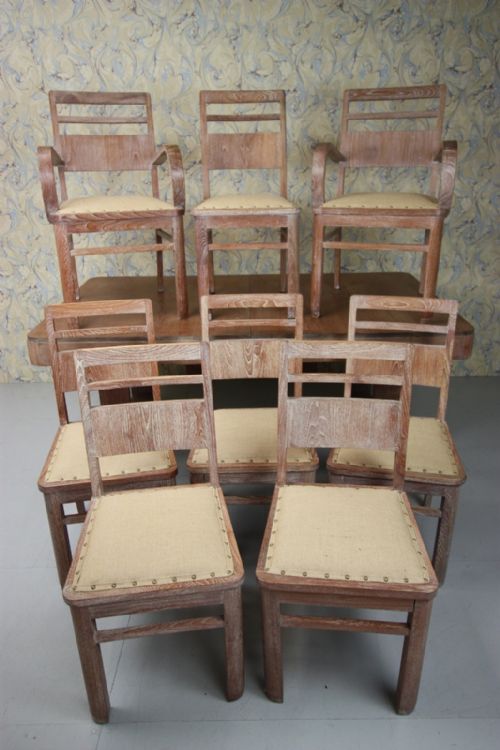 Art Deco Extending Dining Table & Eight Dining Chairs