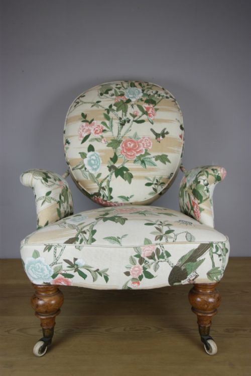 19th Century English Antique Upholstered Armchair.