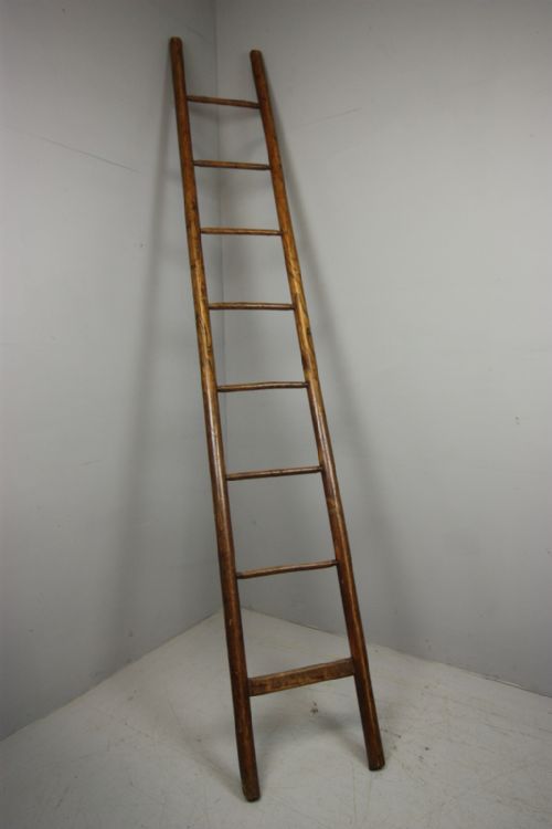 19th Century Antique Elm Wood Ladder.