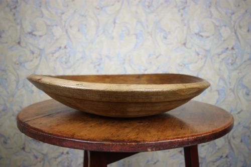 Large English Shallow Sycamore Dairy Bowl.