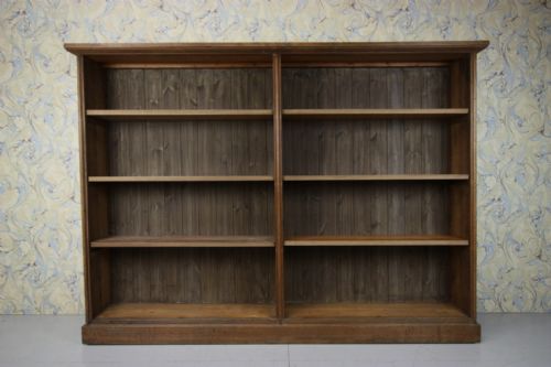 Mid 19th Century Antique Oak Open Bookcase. 2 Available.