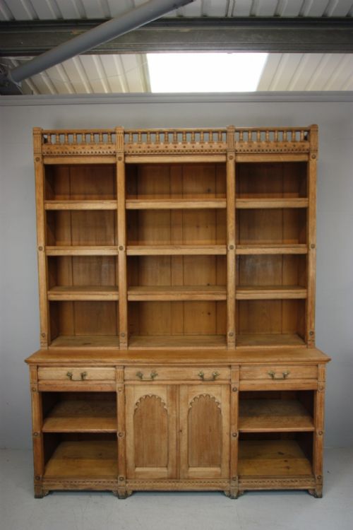 Superb Large English Antique Oak Bookcase.